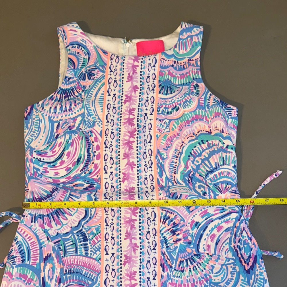 LILLY PULITZER Donna Romper Happy As Clam Engineered Romper Blue Pink Summer - Picture 7 of 7